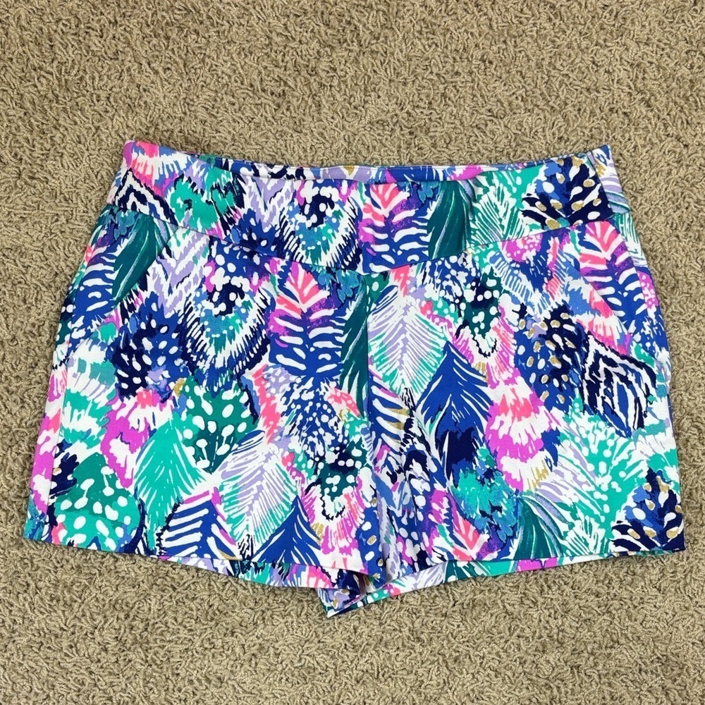 NWT Lilly Pulitzer Makenna ponte short quill out metallic sz 8